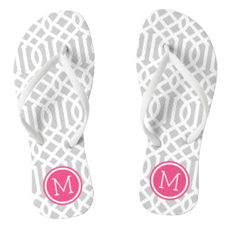 Chanclas Monograma del enlistado gris y rosa