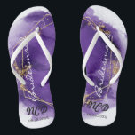 Chanclas Monograma del Favor de la Mujer Dorada de Lavanda<br><div class="desc">Te encantará este marco geométrico de color dorado púrpura y lavanda con texturas purpurinas de oro. ¡Ideal para los lugares de boda!</div>