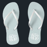 Chanclas Monograma del guión del preámbulo azul de la nube<br><div class="desc">POR FAVOR, CONTACTE CONMIGO ANTES DE PEDIR CON SUS INICIALES DE MONOGRAMAS EN ESTE ORDEN: PRIMERO, ÚLTIMO, MEDIO. Personalizar tu monograma y te enviaré el enlace para solicitarlo. Por favor espere a comprar hasta después de que le haya enviado el enlace con su diseño personalizado. Las sandalias de giro precoz...</div>