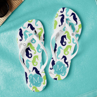Chanclas Monograma del patrón de los caballos del mar de bo