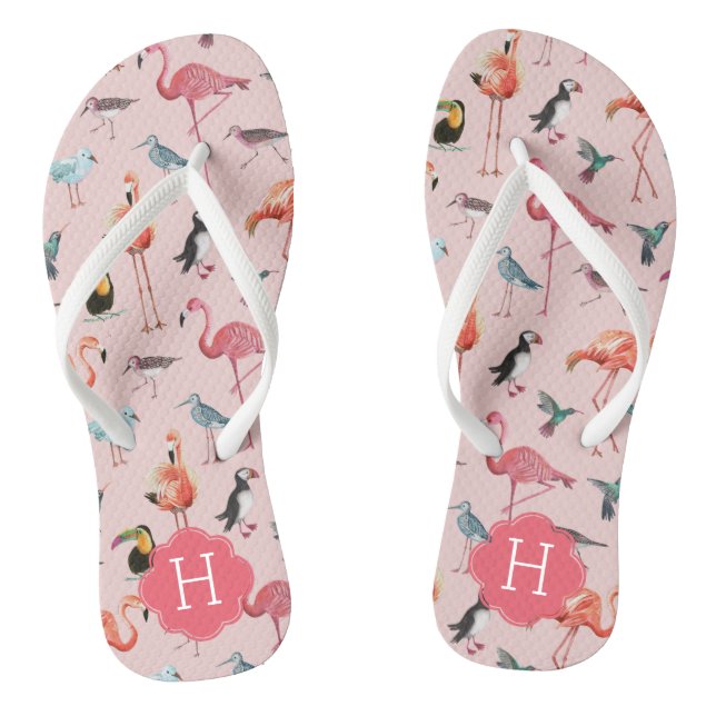 Chanclas Monograma del patrón Flamingo | Flip Flops (Plantilla)