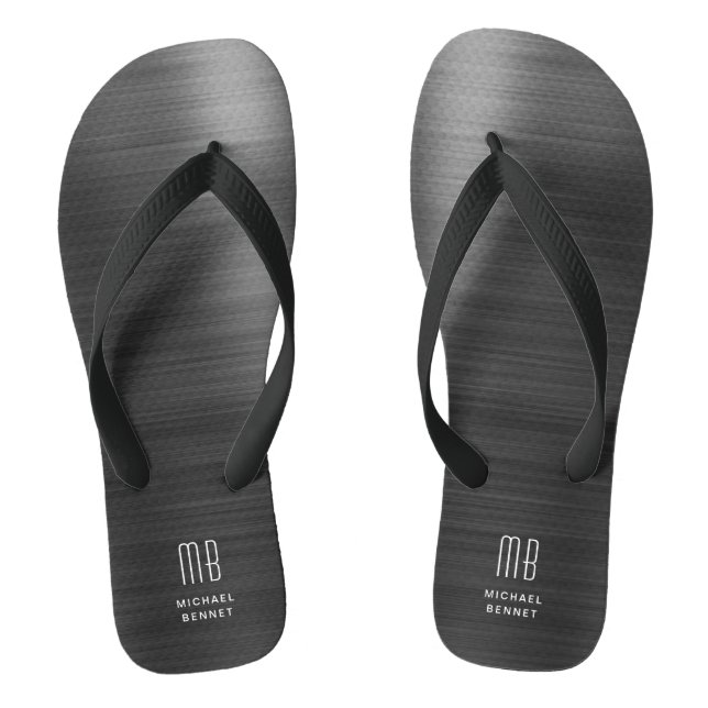 Chanclas Monograma Elegante Negro (Plantilla)