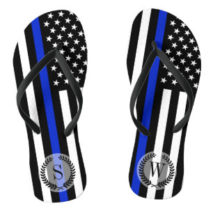 Chanclas Monograma fino de la bandera americana de Blue