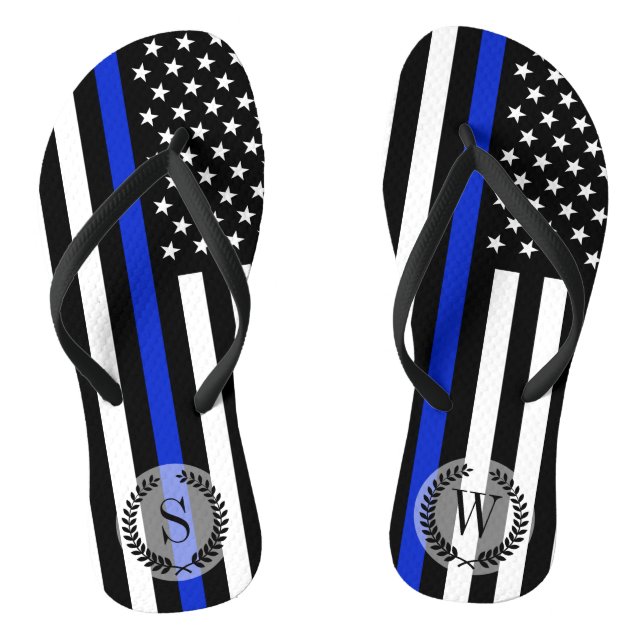 Chanclas Monograma fino de la bandera americana de Blue (Plantilla)