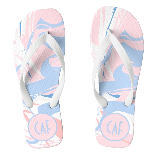 Chanclas Monograma Giro azul blanco rosado Resumen Flip flo (Plantilla)