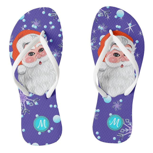 Chanclas Monograma lindo del navidad de "Papá Noel y de las (Plantilla)