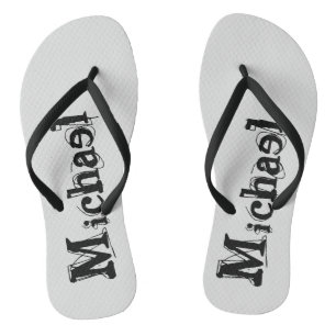 Chanclas Monograma minimalista moderno con nombre gris negr