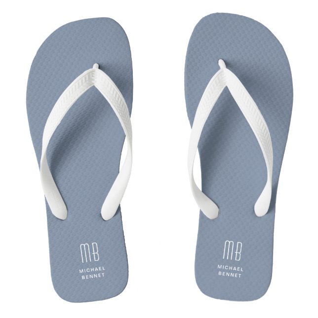 Chanclas Monograma Moderno Azul Polvo (Plantilla)