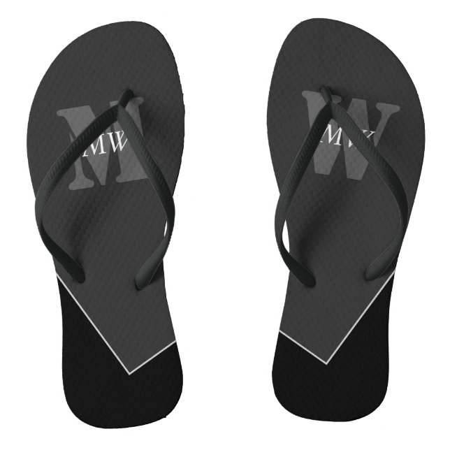 Chanclas Monograma negro gris artístico moderno (Plantilla)