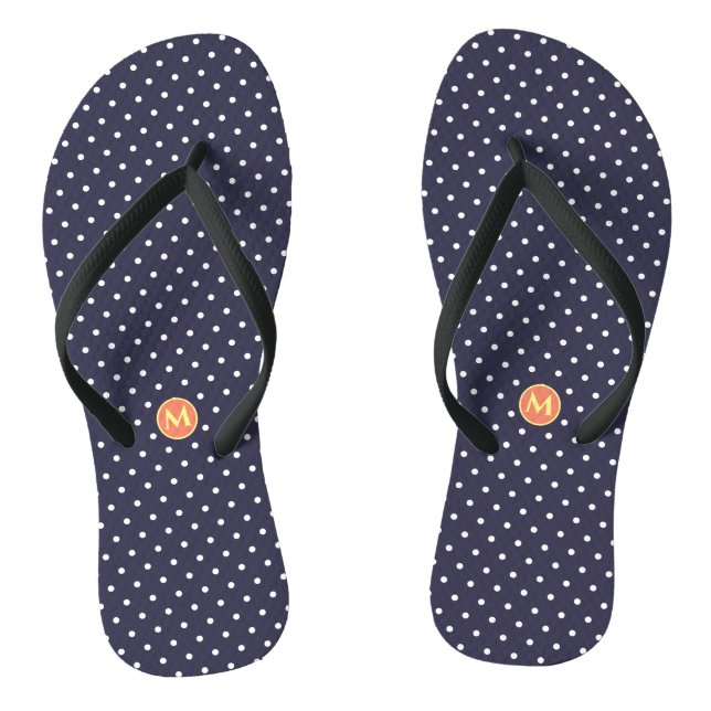 Chanclas Monograma Pequeño Polka Dot Blue Flip Flags (Plantilla)