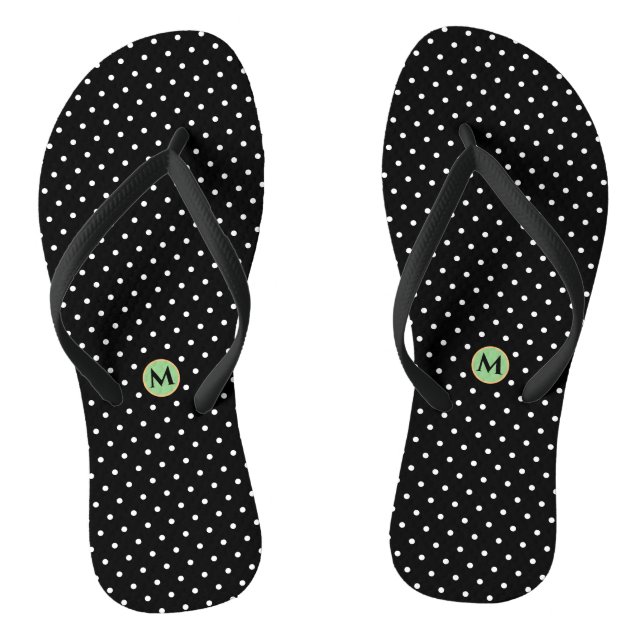 Chanclas Monograma Pequeño Punto Polka Negro Volteado Blanc (Plantilla)