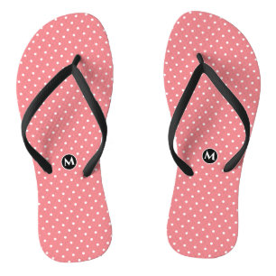Chanclas Monograma Pequeño Punto Polka Rosado Volteado