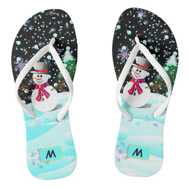 Chanclas Monograma personalizado "de las Felices Navidad" (Plantilla)