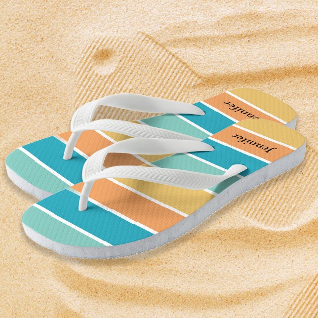 Chanclas Monograma Personalizado de Rayas Tropicales (Subido por el creador)