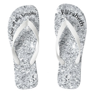 Chanclas Monograma Plateada Glam Brillo Madre de la Novia d