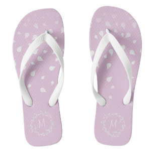 Chanclas Monograma Plateado Lila Purple White Confetti Leaf