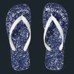 Chanclas Monograma Purpurina azul madre de novia en Groom<br><div class="desc">Un regalo divertido para la madre de la novia y el novio. Cuando sus pies estén cansados al final de la noche,  ¡ella los querrá! ¡Personalizarlos!</div>