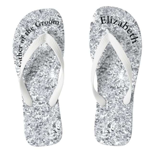 Chanclas Monograma Purpurina de Glam Plata Madre de Novia G (Plantilla)