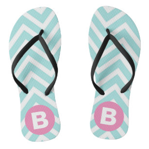 Chanclas Monograma rosa chevron azul claro de moda
