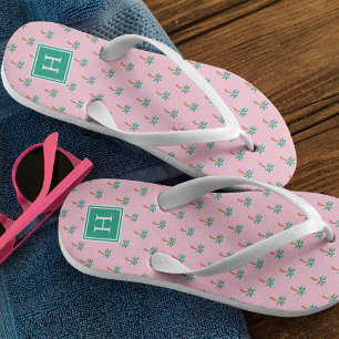 Chanclas Monograma rosa de palmas pequeñas