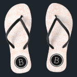 Chanclas Monograma Rubor de Damasco floral rosa y negro<br><div class="desc">Personalizado imprimió sandalias de voladizo con un elegante y elegante patrón de damasco floral y su monograma personalizado u otro texto en un marco circular. Haga clic en Personalizar para cambiar los tipos de letra y los colores del texto o para agregar sus propias imágenes para crear un diseño único...</div>