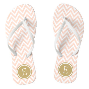 Chanclas Monograma Rubor Rosa y Gold Chevron