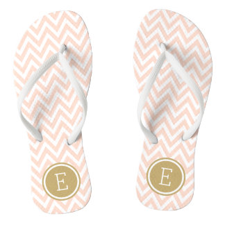 Chanclas Monograma Rubor Rosa y Gold Chevron