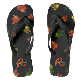 Chanclas Monograma ruso hoja de arce canadiense sobre negro