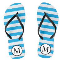 Monograma simple con franjas horizontales azules