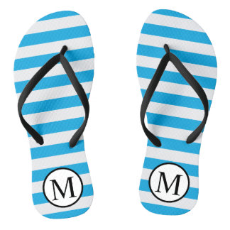Chanclas Monograma simple con franjas horizontales azules