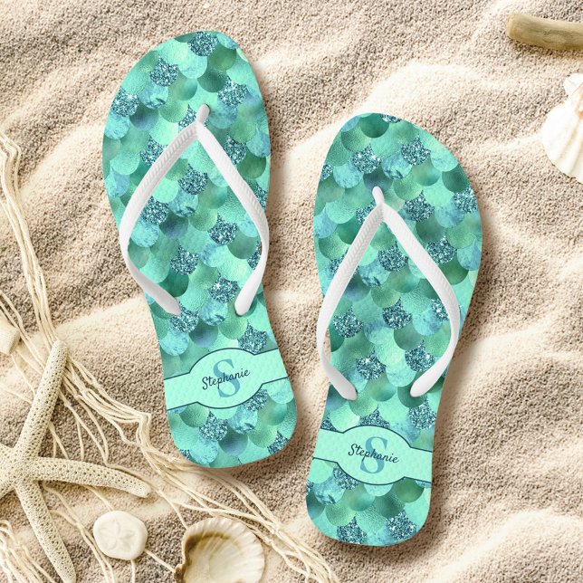Chanclas Monograma Sirena Escala Mar Verde Aqua (Subido por el creador)