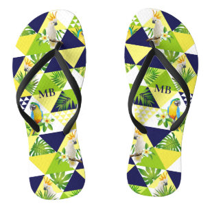 Chanclas Monograma Trendy Tropical Cockatoo Parrot Floral
