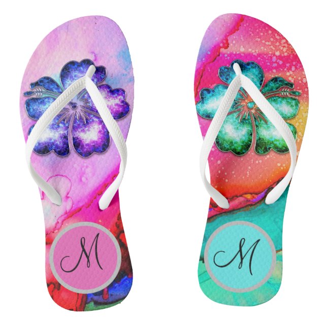 Chanclas Monograma Trippy Tropical Floral Flip Flops (Plantilla)