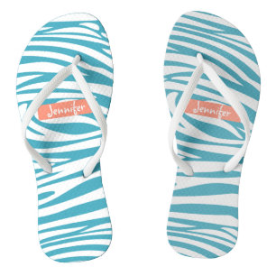 Chanclas Monograma Turquoise Stried Zebra Pattern