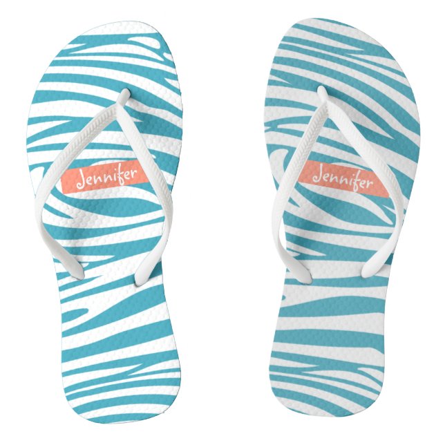 Chanclas Monograma Turquoise Stried Zebra Pattern (Plantilla)
