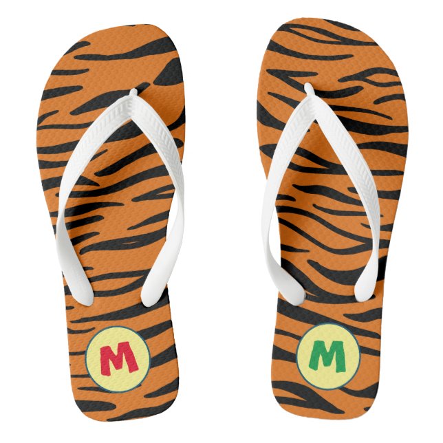 Chanclas Monograma único moderno l Impresión animal Marrón (Plantilla)