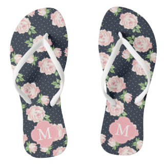 Chanclas Monogramación de Rosas de color rosa y azul