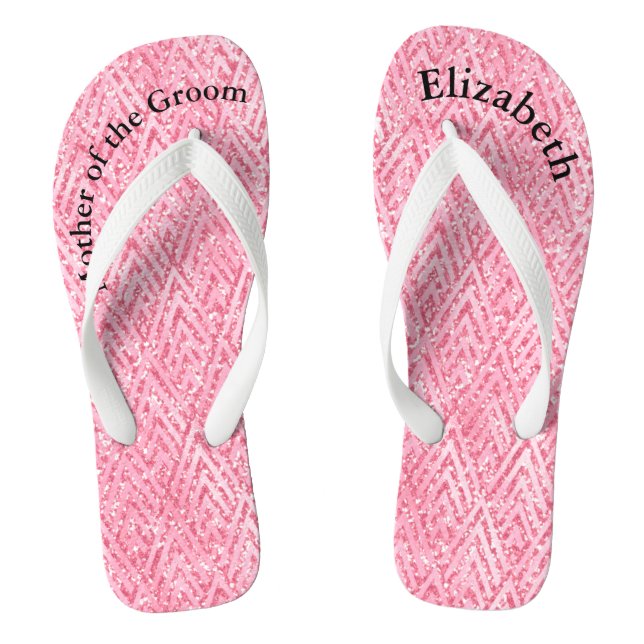 Chanclas Monogramada Purpurina Rosa Madre de novia en Groom (Plantilla)
