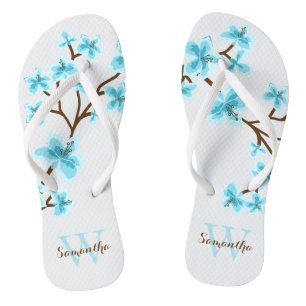 Chanclas Monogramado de flores de cerezo acuático