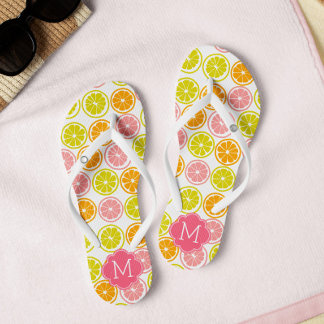 Chanclas Monogramado del patrón de cítricos cúbicos