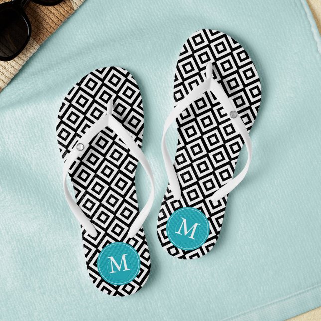 Chanclas Monogramados de diamantes negros y de Aqua (Subido por el creador)