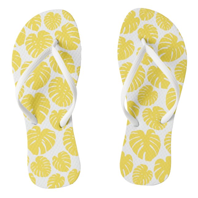 Chanclas Monstera - Amarillo limón y blanco (Plantilla)