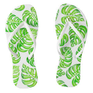 Chanclas Monstera deja acuarela