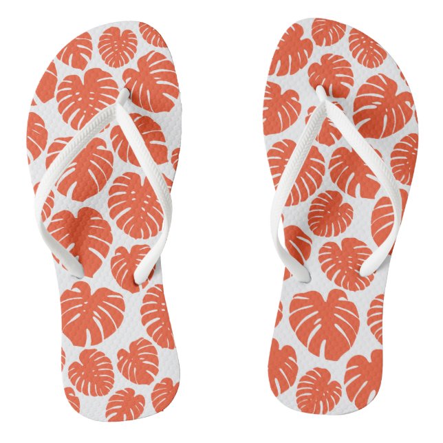 Chanclas Monstera - Naranja y blanco (Plantilla)