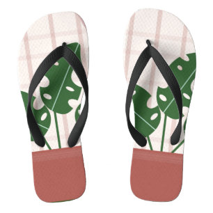Chanclas Monstera Temática Terracota Cuadros Rosa