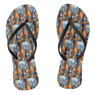 Chanclas Montaña Bernesa de Halloween con calabazas aterrad