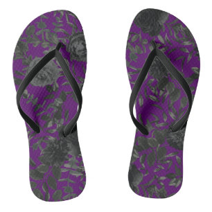 Chanclas Morado Boda floral negro gótico