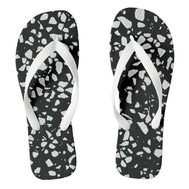 Chanclas Mosaico abstracto de Terrazzo con patrón en blanco (Plantilla)