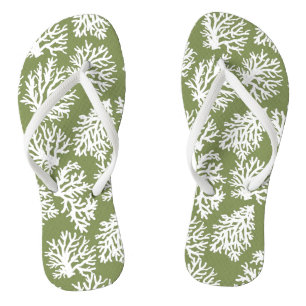 Chanclas Moss Green Modern White Beach Coral Reefs
