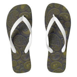 Chanclas Motivo de paisley amarillo de Umber quemado
